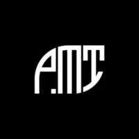 diseño de logotipo de letra pmt sobre fondo negro. concepto de logotipo de letra de iniciales creativas pmt. diseño de letra vectorial pmt. vector
