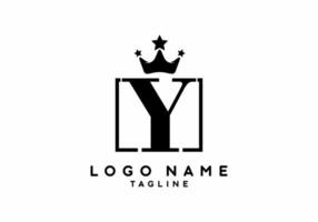 Y initial letter in square shape with crown logo vector