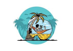 Man on hammock in skull shape illustration vector