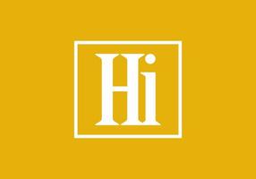 Yellow white Hi initial letter in square vector