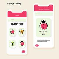 Food icon on mobile app screens, banner template design. Calorie calculator. Vector flat illustration.