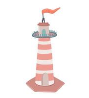 faro dibujado sobre un fondo blanco. ilustración de faro para libro, postal, afiche. vector