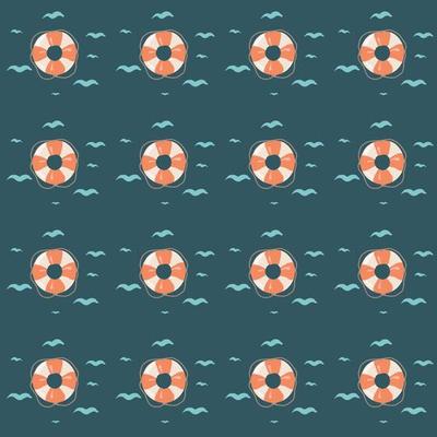 Lifebuoy pattern. Nautical pattern for textile, fabric, wallpaper.