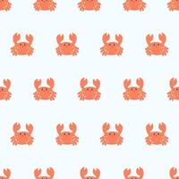 Crabs pattern. Cartoon pattern with crabs. Red cartoon crab for kids illustration. vector