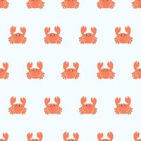 Crabs pattern. Cartoon pattern with crabs. Red cartoon crab for kids illustration. vector