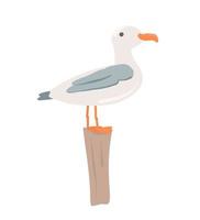 Vector illustration of a seagull. Hand-drawn illustration of a seagull for a book, postcard, magazine.