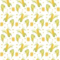 Corn on the cob pattern. Yellow ripe corn on a pattern for kitchen textiles, napkins, backgrounds. vector