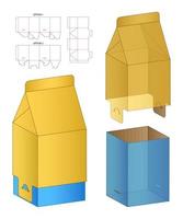 diseño de plantilla troquelada de embalaje de caja. Maqueta 3d vector