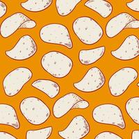 Slice Potato Chips vintage Seamless Pattern vector