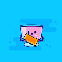 pink drink character brings gold vector