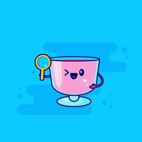 cartoon pink drink magnifying glass vector