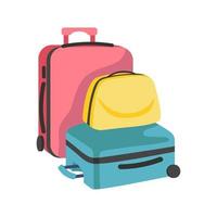 Set of three Suitcases. Family Suitcases. Flat design style.Vector illustration isolated. vector