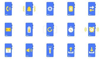 Set of Vector Icons Related to Mobile Functions. Contains such Icons as Alarm Clock, Barcode, Bluetooth, Calendar, Charging, Email and more.