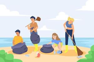 Beach Cleaning Event Concept vector