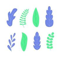 Set nature abstract leaves. Collection of trendy foliages. Vector illustration