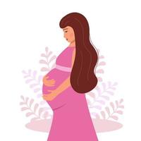 Pregnant woman, vector illustration, concept of pregnancy health and care