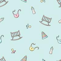 Seamless pattern of newborn icons. Vector illustration background wallpaper baby elements