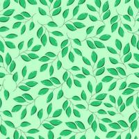 Seamless pattern of green leaves of a deciduous tree. Vector illustration of shrub branches, natural background