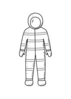 icono de cosmonauta. astronauta en un traje espacial, ilustración de garabatos de dibujos animados aislada en blanco. vector