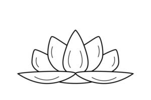 Lotus lily flower. Vector illustration of a lotus outline isolated on white