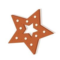 pan de jengibre navideño en forma de estrella. delicioso postre de año nuevo, galletas rizadas festivas con glaseado vector