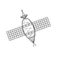 Satellite orbit cartoon, vector illustration of a spacecraft in outer space.
