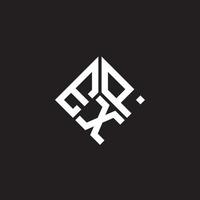 diseño de logotipo de carta exp sobre fondo negro. concepto de logotipo de letra de iniciales creativas exp. diseño de carta exp. vector
