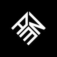 diseño del logotipo de la letra amn sobre fondo negro. concepto de logotipo de letra de iniciales creativas amn. diseño de letras amn. vector