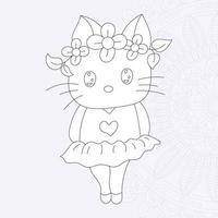 Doll Flower Coloring pages for kids vector