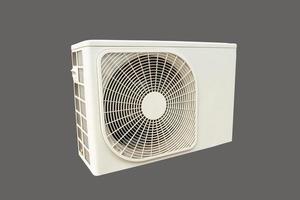 Condensing unit of air conditioning systems on gray background with clipping path. photo