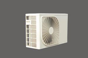 Condensing unit of air conditioning systems on gray background with clipping path. photo