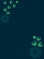 Dark blue colours background with flowers and buds compositions vector illustration