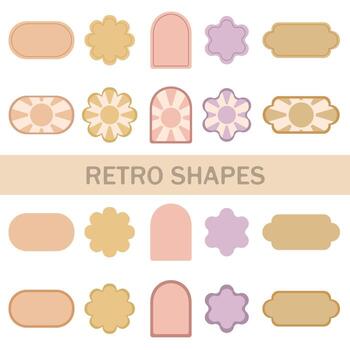 Retro shapes. Forms of the seventies. Isolated retro shapes. Vector retro shapes.
