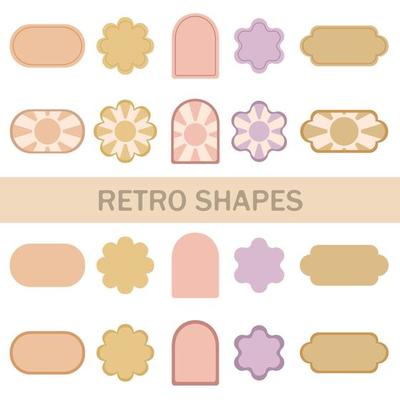 Retro shapes. Forms of the seventies. Isolated retro shapes. Vector retro shapes.