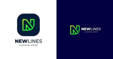 Initial N letter logo design template, line concept, vector illustration