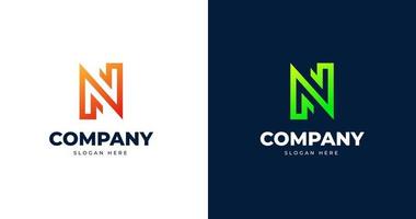 Initial N letter logo design template, line concept, vector illustration