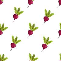 Seamless Pattern Beetroot with leaves and beets in the cut. cartoon vector illustration vegetables