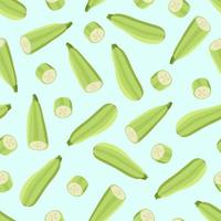 Seamless Pattern Zucchini whole and cut. Vector illustration of vegetables, a set of harvest courgette