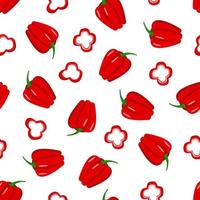 Seamless pattern of red sweet bell pepper. Vector illustration of vegetables