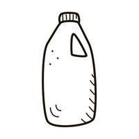 Vector sketch of a plastic bottle, a container of household chemicals, icon contour template, doodle style