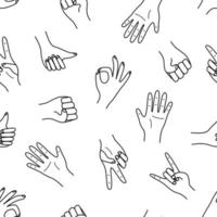 Seamless pattern Hand gestures, vector illustration set of icons of various hand signs