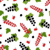 Seamless pattern of black and red currants, vector illustration of a bunch of berries