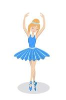 Beautiful girl ballerina in a blue dress dancing on stage in the spotlight. Vector illustration