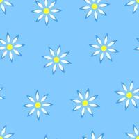 Seamless pattern of geometric abstract flowers of chamomile aster Vector illustration.