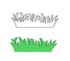 A fragment of a vector illustration of grass. Green grass and contour isolated on white background