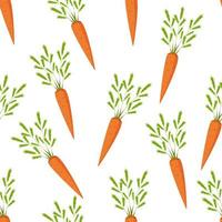 Seamless pattern of fresh carrots with green leaves vector