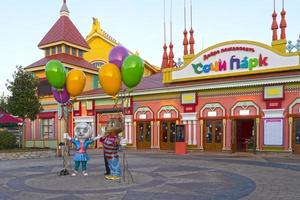 Sochi, Russia-January 7, 2018-Cityscape with a view of the amusement park Sochi-Park photo