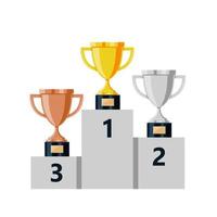 Trophy Set on   Stand isolated on white background. vector