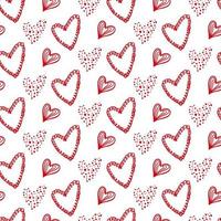Cute hand drawn Valentine's hearts seamless pattern. Decorative doodle love heart shape in sketch style. Scribble ink hearts icon for wedding design, wrapping, ornate and greeting cards. Romantic vector