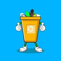Trash can mascot illustration vector